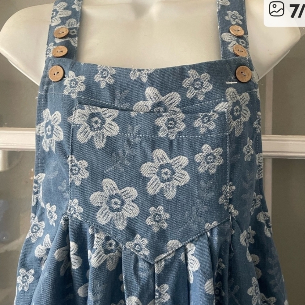 New BiBi Floral Blue Women's Jeans Overalls